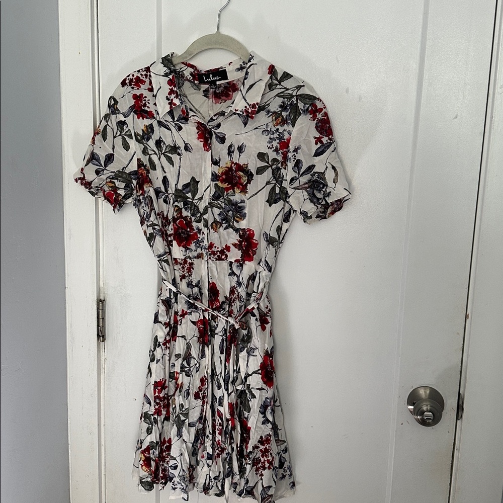 Lulu's Red and Black Floral Blouse